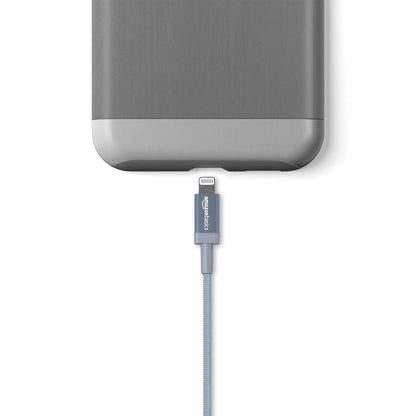Amazon Basics Durable 2-Pack USB-A to Lightning Charger Cable, Nylon Braided Cord, MFi Certified Charger for Apple iPhone 14 13 12 11 X Xs Pro, Pro Max, Plus, iPad, 6 Foot, Dark Gray