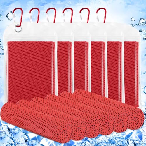 Hosuly 6 Pack Cooling Towel 40" X 12", Cool Neck Wrap,Red