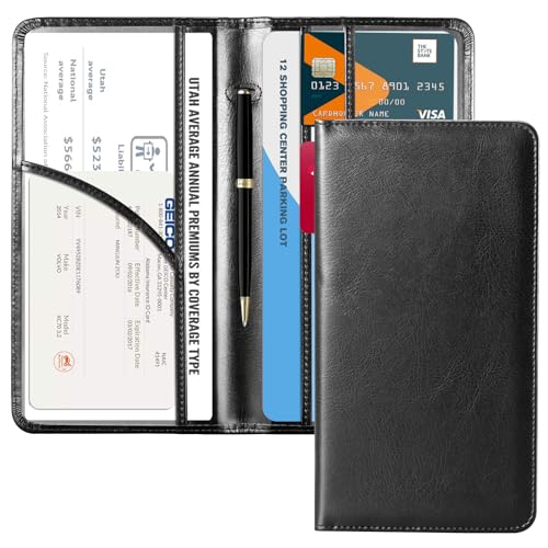 CoBak Car Registration and Insurance Holder | Vehicle Glove Box Organizer, Auto Truck Compartment Document Case with Magnetic Closure for Insurance & Driver License