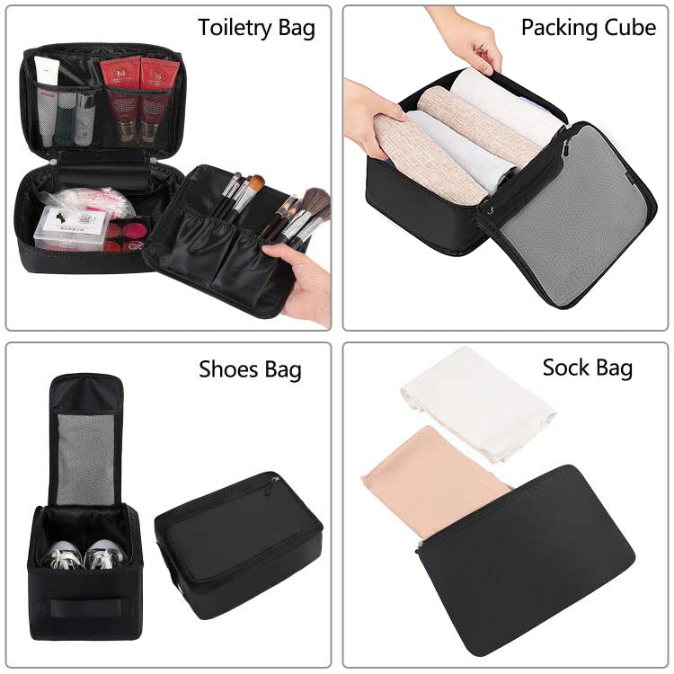 BAGAIL 8 Set Packing Cubes Luggage Packing Organizers for Travel Accessories (Jet Black)