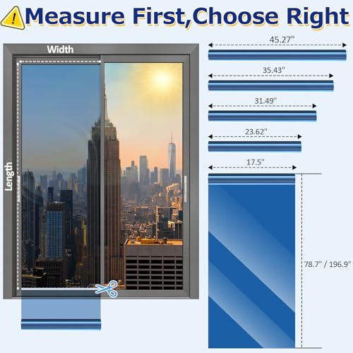 One Way Privacy Window Film with 4 Tools, Static Cling Window Film, Simple to Install Cut and Remove, UV Blocking Heat Control, Light Blocking for Home Office Windows(Blue-Silver-31.49Inch×78.7Inch)