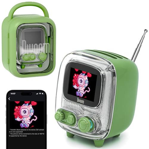 Divoom Tiivoo-2 Retro Bluetooth Speaker, FM Radio, Pixel Art Display, Green