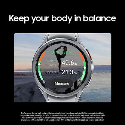 Samsung Galaxy Watch 6 Classic 47mm Bluetooth Smartwatch, Rotating Bezel, Fitness Tracker, Personalized HR Zones, Advanced Sleep Coaching, Heart Monitor, BIA Sensor, Health Insights, US Version Silver