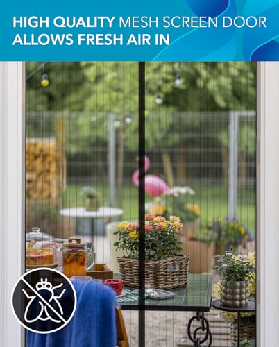 The Original Flux Phenom Magnetic Screen Door 38"x82" – Easy Install, Strong Magnet Strength, Self-Sealing Mesh, Pet Tested, Hands-Free Entry, Door Screen Magnetic Closure, Keeps Bugs Out