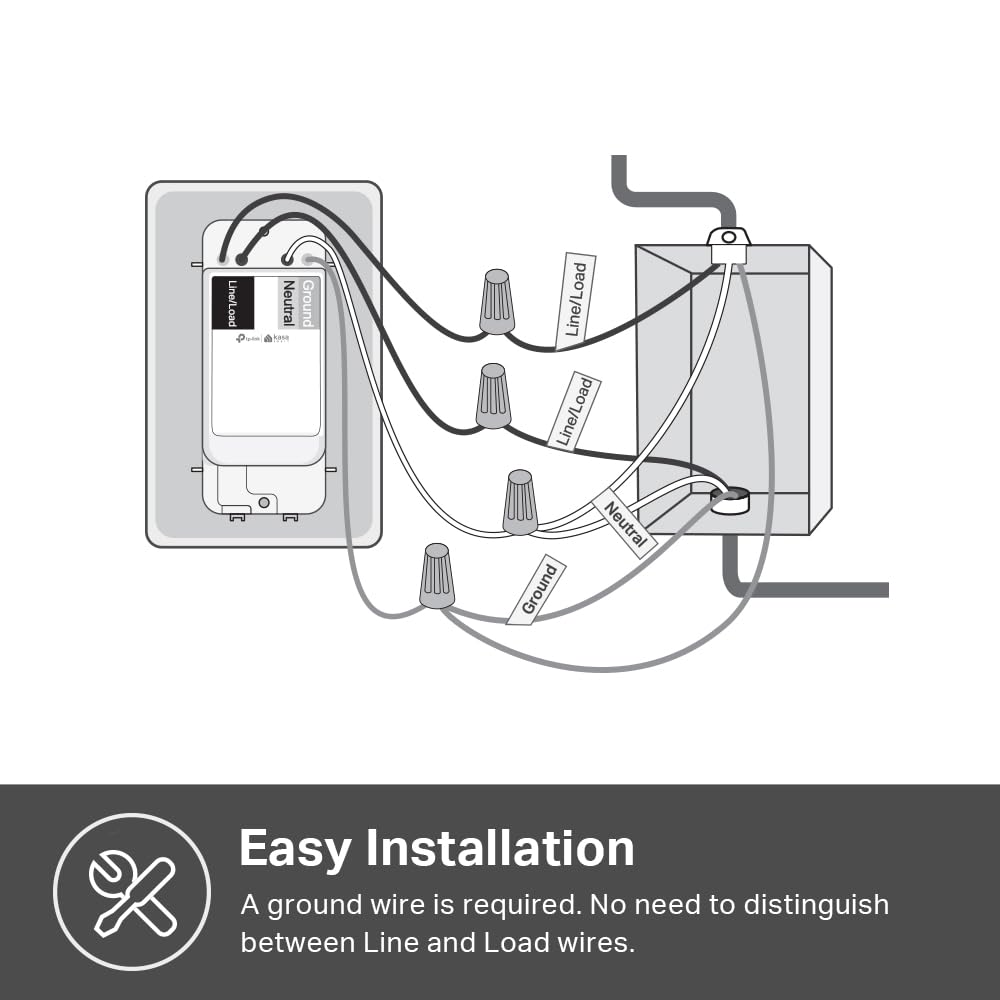 Kasa Matter Smart Light Switch: Voice Control w/Siri, Alexa & Google Assistant | UL Certified | Timer & Schedule | Easy Guided Install | Neutral Wire Required | Single Pole | 2.4GHz Wi-Fi | KS205