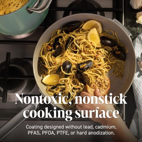Ninja NeverQuit 3-Piece Ceramic Fry Pan Set, Bone & Silver, CQ13000IV2
