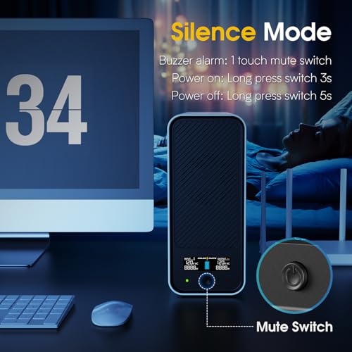 GOLDENMATE 1000VA/800W Lithium UPS Battery Backup & Surge Protector, Gray | Pure Sine Wave, 8 Outlets, Color LCD, 230Wh LiFePO4 Backup Battery, Uninterruptible Power Supply for PC/Internet/Home Office