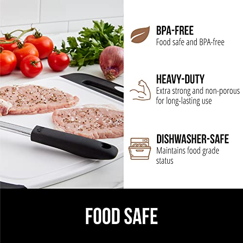 GORILLA GRIP 100% BPA-Free Reversible Kitchen Cutting Board Set of 3, Nonporous, Juice Grooves to Catch Liquid, Slip Resistant Handle Border, Dishwasher Safe, Durable Large Food Chopping Boards, Black