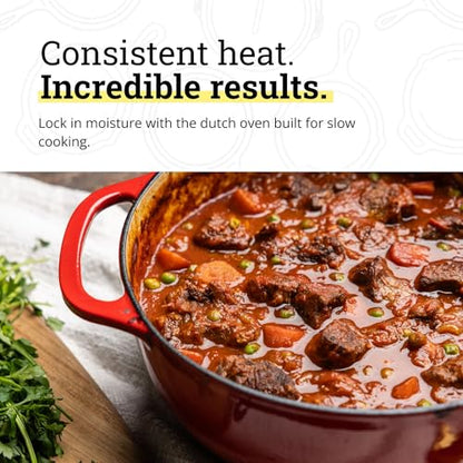 Lodge Essential Enamel Cast Iron Dutch Oven, 6 Quart, Island Spice Red