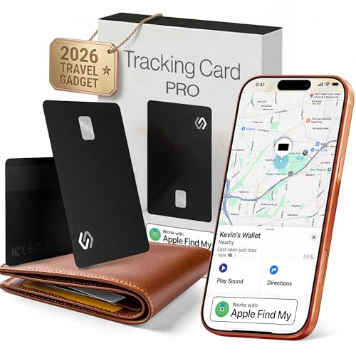 SPOTMINDERS Apple MFi Certified Wallet Tracker PRO for Travel Credit Card Design Works with Apple Find My IP68 Waterproof Rechargeable Tracking Card for Wallet Luggage Passport 0.07in Slim Item Finder