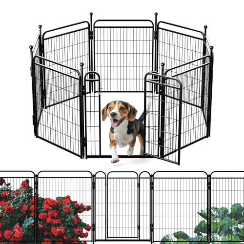 Gardner Pet Dog Playpens, 32" H 8 Panels Dog Pen Outdoor/Indoor Dog Fence Exercise Pen for Small/Medium/Large Dogs, Foldable Pet Play Yard Gate with Gravity Automatic Lock, Pet Playpen, Black
