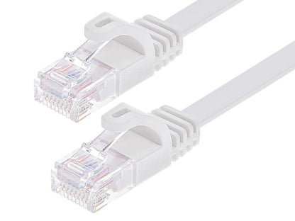 Monoprice Cat6 14ft White Flat Patch Cable UTP 30AWG 550MHz Pure Bare Copper Snagless RJ45 Flexboot Series Ethernet Cable