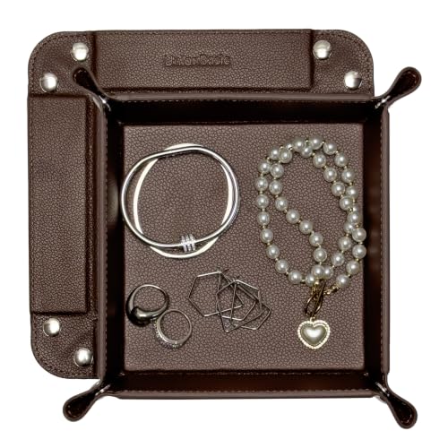 UnionBasic Small Jewelry Tray for Rings Watches Earrings, Entryway Catchall Caddy for Coins Keys Change, Nightstand Bedside Valet Holder, Trays for Electronic Gadgets, Coffee