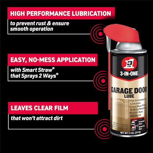 3-IN-ONE Garage Door Lubricant with SMART STRAW SPRAYS 2 WAYS, 11 OZ [6-PACK]