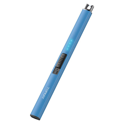 TOPKAY Electric Lighter Candle Lighter Windproof Flameless USB Rechargeable Plasma Arc Long Lighter for Grill Firework Kitchen Camping (Lake Blue)