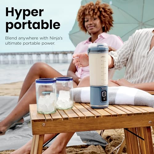 Ninja Blast Portable Blender, Cordless, 18oz Vessel, Denim Blue, BC151ND | USB-C rechargeable, cordless blending anywhere. BlastBlade crushes ice & frozen fruit. Leakproof sip lid, dishwasher safe.