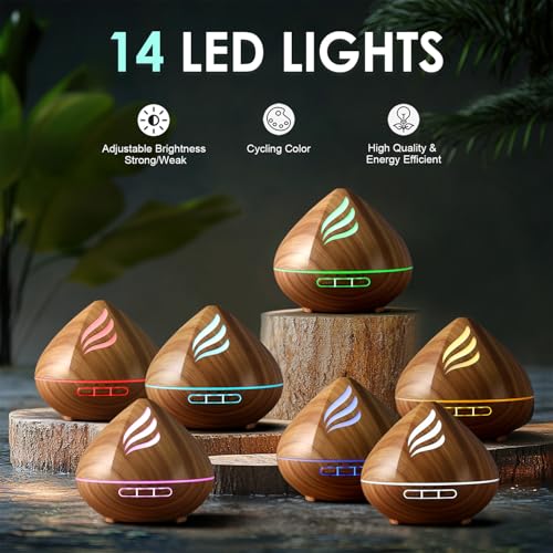 500ML Essential Oil Scent Diffuser: Remote Control & 14 Colors LED for Home