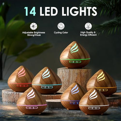 500ML Essential Oil Scent Diffuser: Remote Control & 14 Colors LED for Home