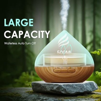 500ML Essential Oil Scent Diffuser: Remote Control & 14 Colors LED for Home