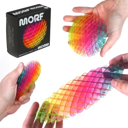 Morf Worm 3D Sensory Fidget Toys for Kids, Teens & Adults, Rainbow, Small | Quiet fidget toy for classroom, office & travel. Sensory toy for focus, stress & anxiety. Squish, stretch & bend!