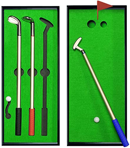 SANTA CASA Golf Pen Set & Mini Desktop Golf Putting Green Game, Funny Gifts for Golfers Adults Teens Boss Coworkers, Office Desk Toy, Stocking Stuffers, Stress Relief Gadget