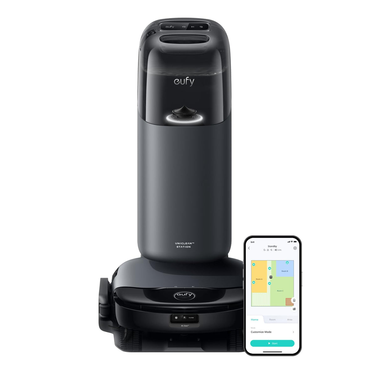 eufy S1 with All-in-One Station, HydroJet System with Roller Mop, Robot Vacuum and Mop Combo, Incredible Suction, Obstacle Avoidance, Multi-Level Mapping, Mop Auto-Retraction, Perfect for Pet Hair