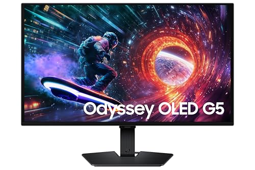 Samsung 27” Odyssey OLED G5 (G50SF) QHD & QD-OLED Gaming Monitor, 180Hz Refresh Rate, 0.03ms (GtG) Response Time, NVIDIA G-Sync Compatible, AMD FreeSync™, LS27FG500SNXZA