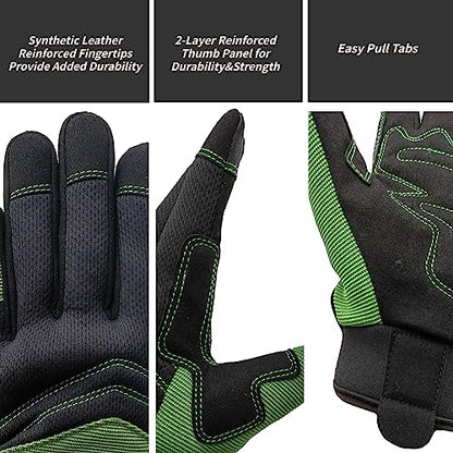MSUPSAV Work Glove,Work Gloves Men,Synthetic Leather Working Glove,Gloves for Men,Mens Mechanic Gloves,Yard Work Gloves for Men,Gifts for Men (Green, Extra Large)