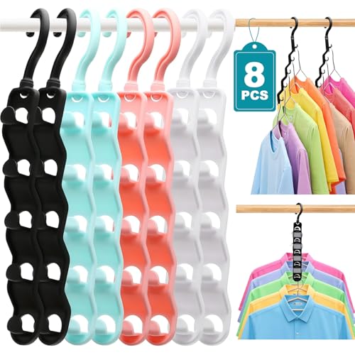 Closet Organizers and Storage,Upgraded Organization and Storage Clothes Hanger,8 Pack College Dorm Room Essentials,Sturdy Closet Organizer Home Essentials Space Saving Hangers for Thick Clothe