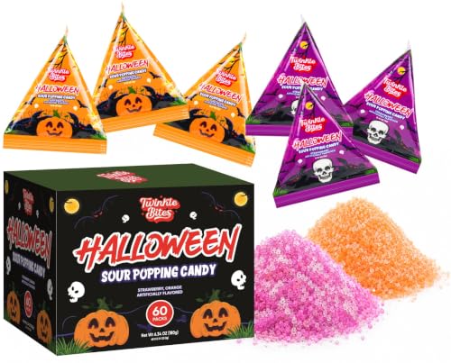 60 Pack Halloween Sour Popping Candy - Individually Wrapped Trick Or Treat Popping Rocks Candies - Bulk Halloween Treats Great Use, For Kids, Party Favors, Classrooms , Goodie Bags, Boo Basket Stuffers