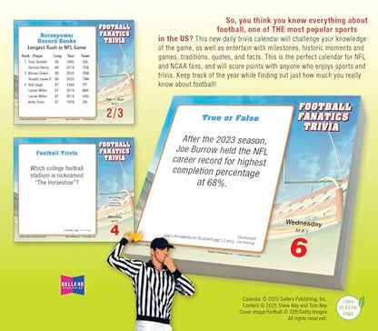 Football Fanatics Trivia 2026 Daily Desk Calendar: Boxed Page-a-Day Sports Quiz Calendar with Day-to-Day NFL & NCAA Facts, Milestones & Game-Day History