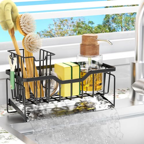 StorageRight Sponge Holder for Kitchen Sink, Stainless Sink Caddy Organizer