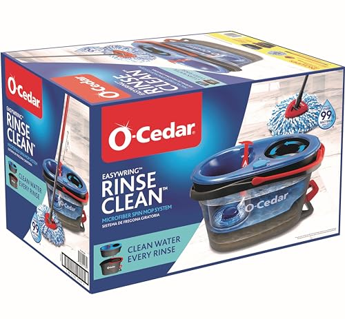 O-Cedar RinseClean Spin Mop & Bucket System | Clean with Water | Removes 99% of Bacteria Plastic