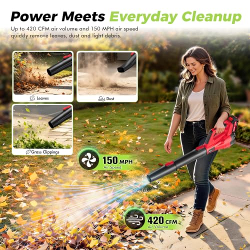 Electric Leaf Blower Cordless with Battery and Charger for Lawn Care Small