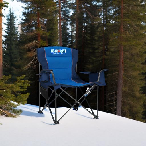 Overmont Oversized Folding Camping Chair - 450lbs Support with Padded Cushion Cooler Pockets - Heavy Duty Collapsible Chairs for Sports Garden Beach Fishing Blue