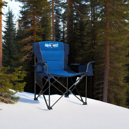 Overmont Oversized Folding Camping Chair - 450lbs Support with Padded Cushion Cooler Pockets - Heavy Duty Collapsible Chairs for Sports Garden Beach Fishing Blue