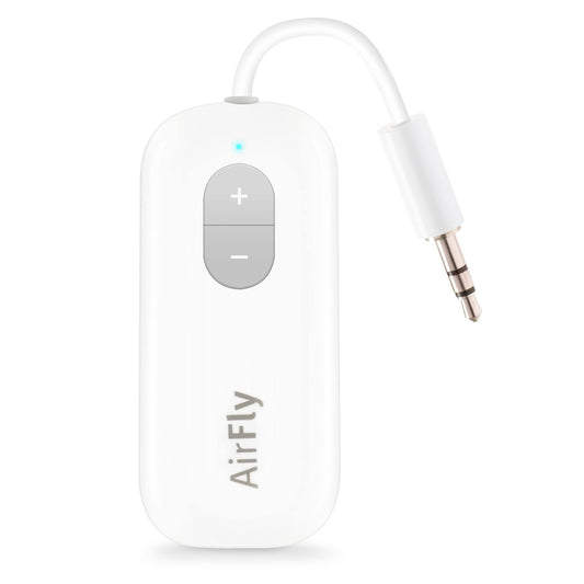 Twelve South AirFly SE | Bluetooth Wireless Audio Transmitter Adapter for AirPods/Headphones, 20+ Hr Battery, Works with 3.5mm aux Jacks on Airplanes, TVs, Gym Equipment, and Travel
