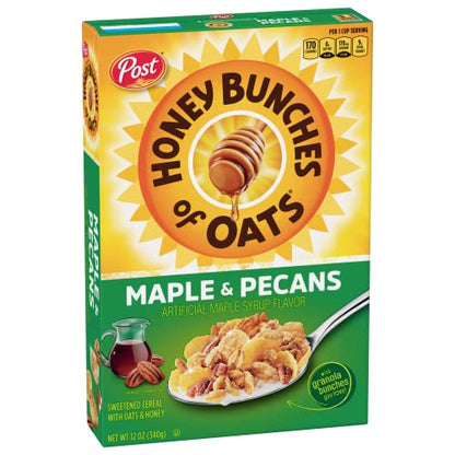 Honey Bunches of Oats Maple and Pecans Breakfast Cereal, Honey Oats Cereal with Maple Flavor and Pecans, 12 OZ Box
