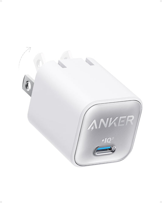Anker Nano USB C Charger Block, 30W PIQ 3.0 Foldable iPhone Charger Fast Charging for iPhone 16/15 Series, Galaxy, iPad, Compatible with MagSafe
