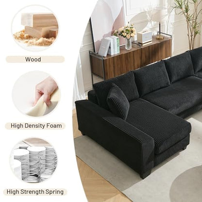 ERYE 114-Inch Oversized U-Shaped Sleeper Sectional Sofabed, U Shaped Pull Out Sleeper Couch Symmetrical Convertible Sectional Sofa Bed with Double Chaise Daybed & Toss Pillows