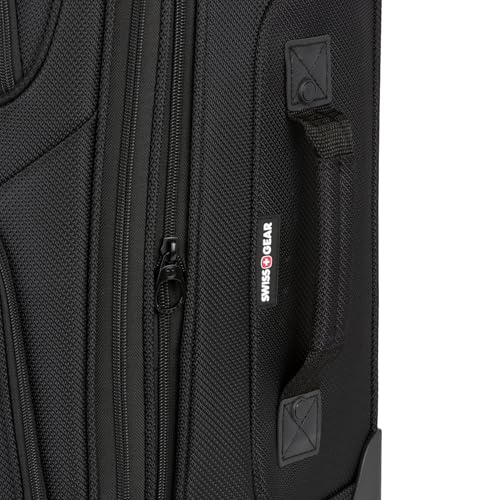 SwissGear Sion 3-Piece Set, Softside Expandable Luggage – 21 Inch Carry-On & 25 & 29 Inch Checked Suitcases with 360 Degree Wheels & Retractable Handles – Black