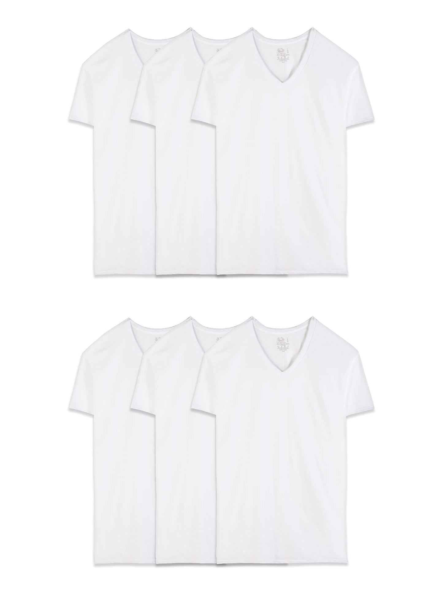 Fruit of the Loom mens Eversoft Cotton Stay Tucked V-neck T-shirt, Regular - White 6 Pack, X-Large US