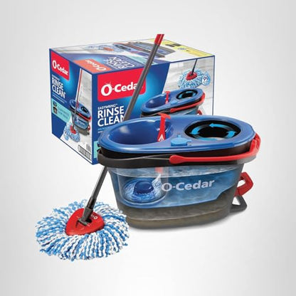 O-Cedar RinseClean Spin Mop & Bucket System | Clean with Water | Removes 99% of Bacteria Plastic