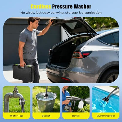 YKYI Cordless Pressure Washer 1200PSI, Portable Power Washer with 30 speeds