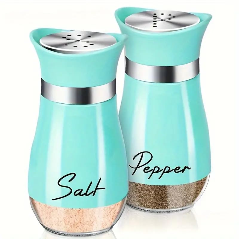Salt And Pepper Shakers Set, 4 0z Glass Bottom Salt And Pepper Jars With Stainless Steel Lid For Kitchen Cooking Table, RV, Camp, BBQ Refillable Design,Spice Shakers, kitchen Utensils