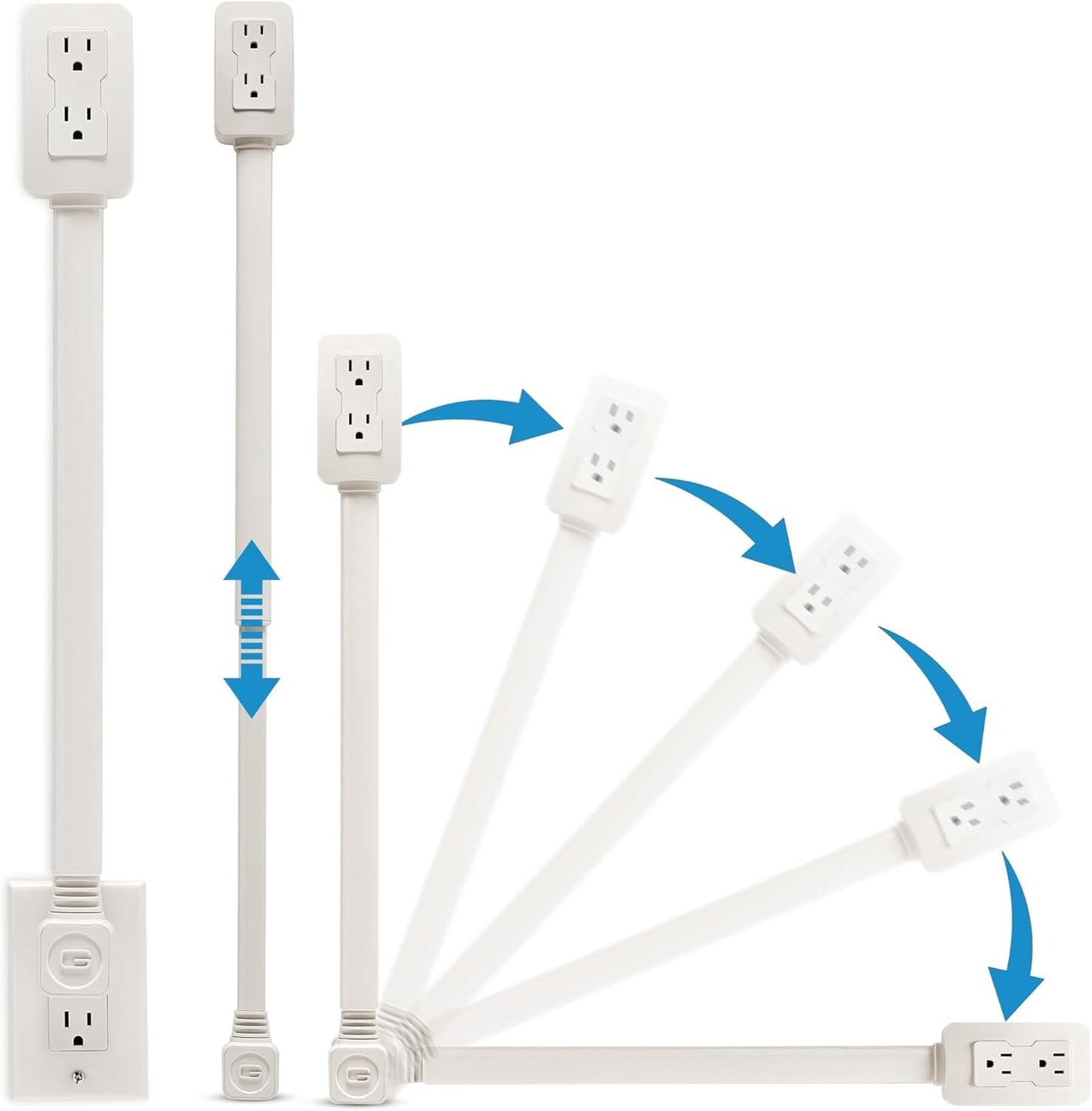 EZ Outlet Electrical Outlet Extender. Access Hard-to-Reach Outlets! Features USB-A, USB-C, and 2 AC Outlets, Extends 22"-34", Rotates 180°. Use Behind Couches, Nightstands, Desks, and More.