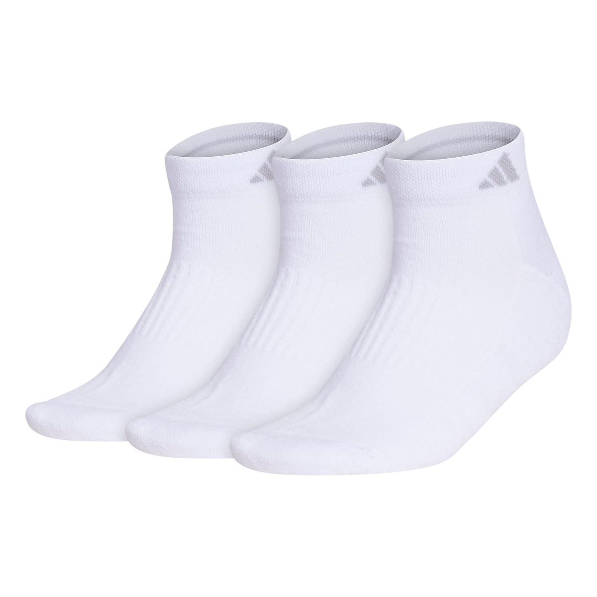 adidas Women's Cushioned Low Cut Socks (3-Pair) with Arch Compression, White/Clear Onix Grey, Medium