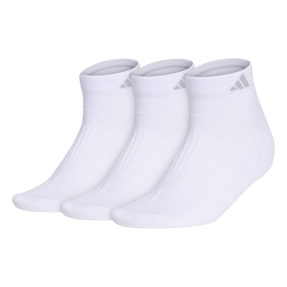 adidas Women's Cushioned Low Cut Socks (3-Pair) with Arch Compression, White/Clear Onix Grey, Medium