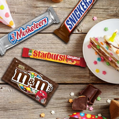 Mars M&M'S, SNICKERS, 3 MUSKETEERS, SKITTLES & STARBURST Variety Pack Full Size Bulk Candy Assortment, 56.11 oz, 30 Count