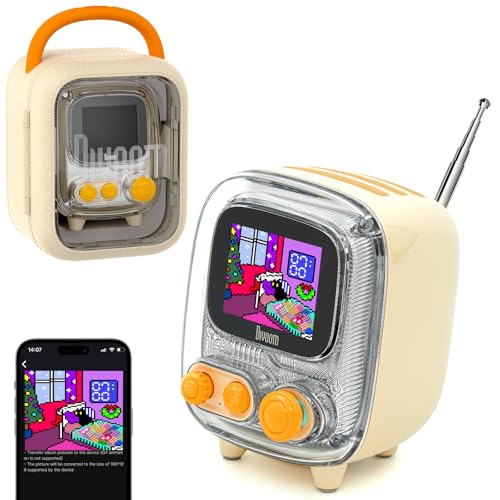 Divoom Tiivoo-2 Retro Bluetooth Speaker, FM Radio, Pixel Art Display, Cream